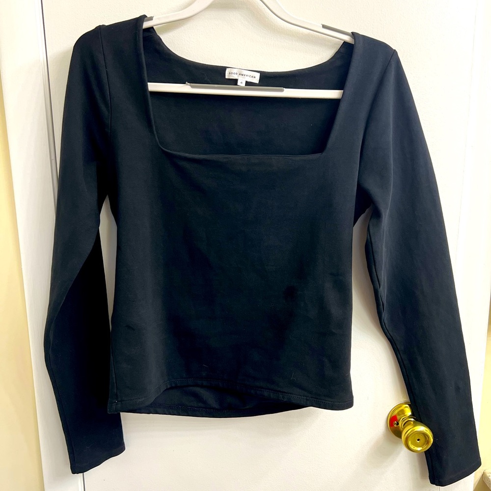 Good American square neck long sleeve top